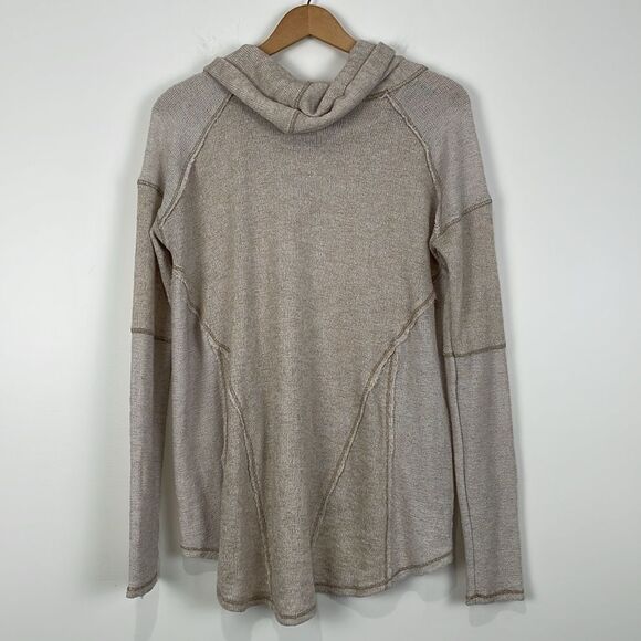 Urban Outfitters Long Sleeve Shirt Women’s Medium Mock Neck Beige Oatmeal - Picture 3 of 7